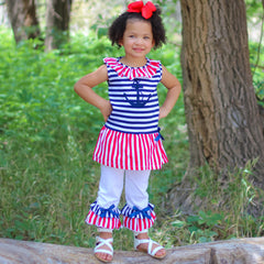AnnLoren Girls Boutique Patriotic Sailor Outfit Tunic and Capri Leggings-6