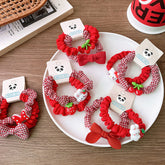 Versatile Red Cute Strawberry Little Bunny Fabric Hair Rope Hair Tie