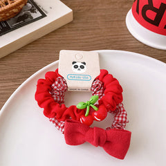 Versatile Red Cute Strawberry Little Bunny Fabric Hair Rope Hair Tie