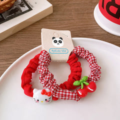 Versatile Red Cute Strawberry Little Bunny Fabric Hair Rope Hair Tie