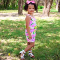 AnnLoren Girls Pink Bloom Floral Shorts Jumpsuit Summer One Piece Outfit-3