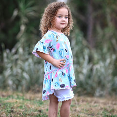 AnnLoren Girls Seashell 3/4 Angel Sleeve Cotton Knit Shirt-1