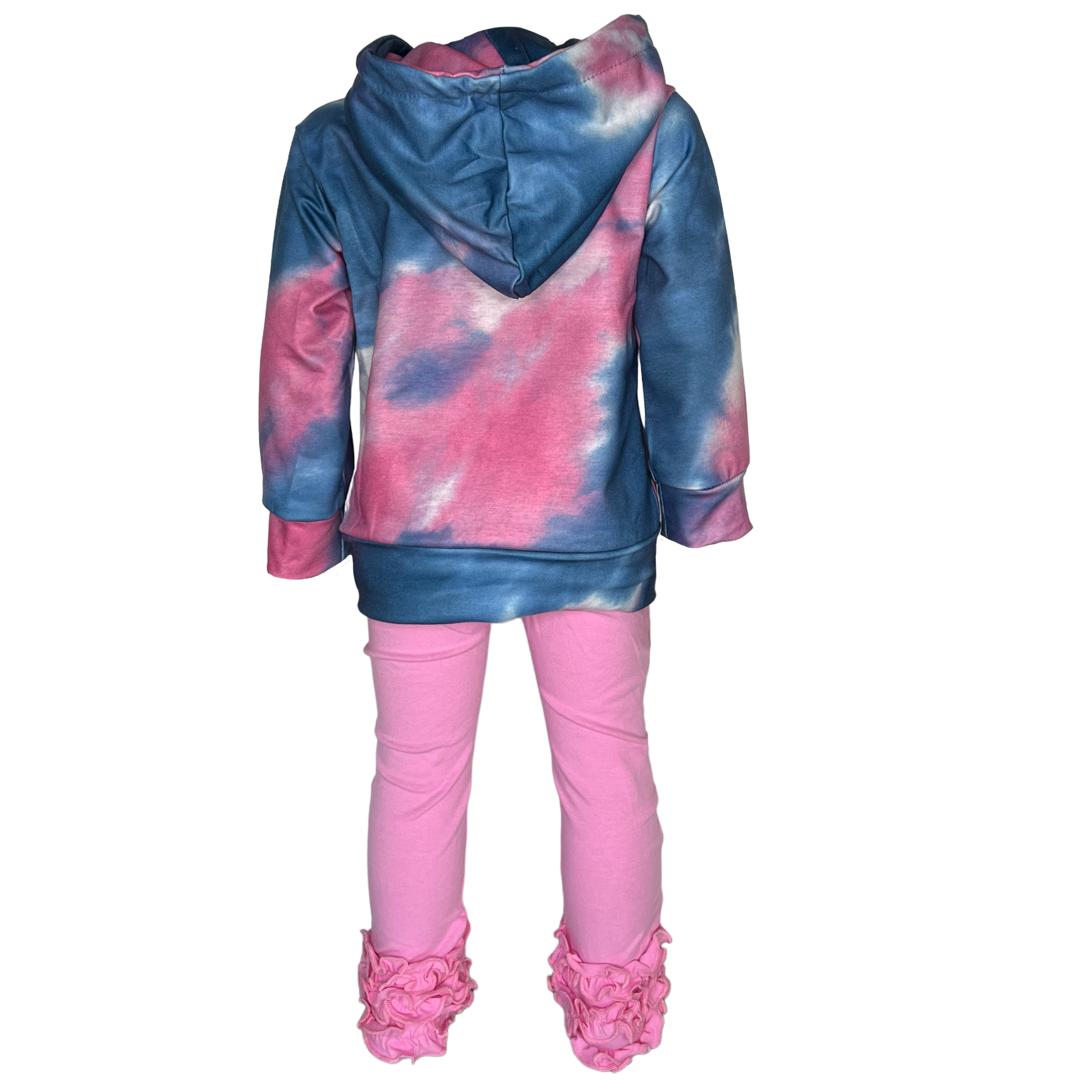 Girls Blue & Pink Pull over Tie Dye Hoodie Sweatshirt Jacket-4