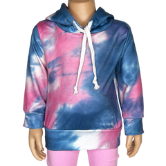 Girls Blue & Pink Pull over Tie Dye Hoodie Sweatshirt Jacket-0