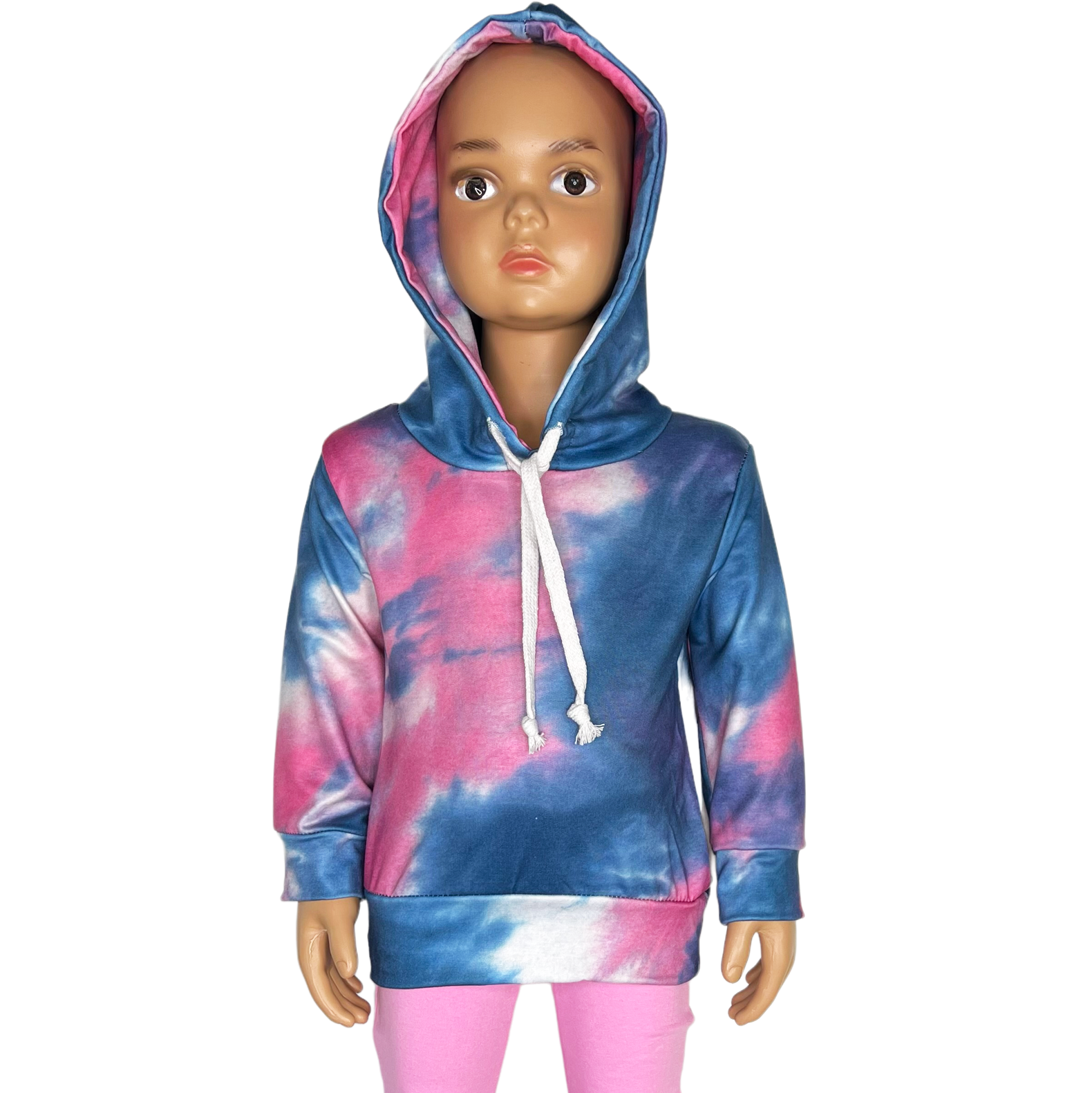 Girls Blue & Pink Pull over Tie Dye Hoodie Sweatshirt Jacket-3