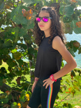 Stripe Rainbow Black Shorts