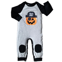 AnnLoren Halloween Pirate Jack O Lantern Long Sleeve Baby Toddler Boys Romper-5