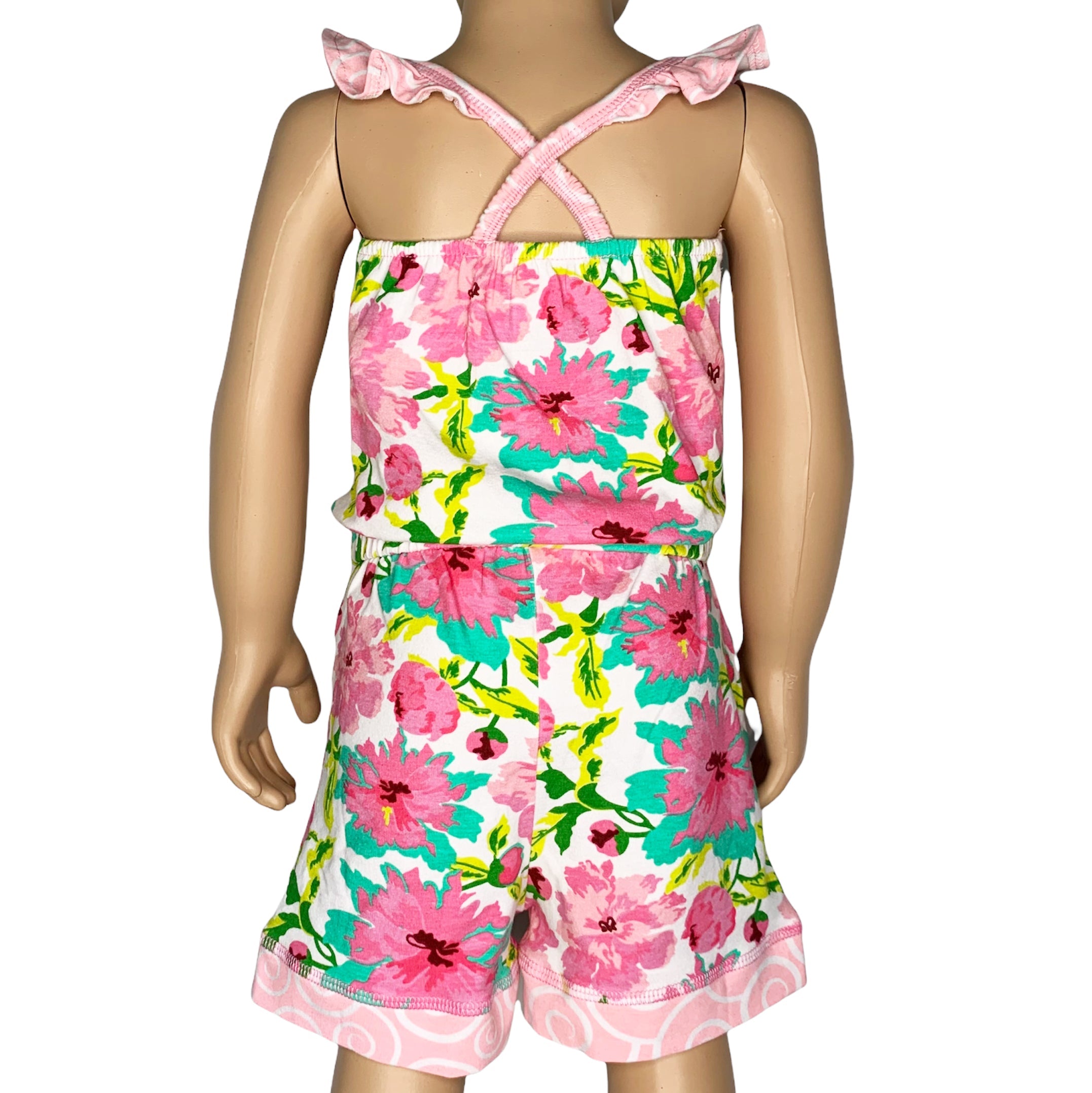 AnnLoren Girls Jumpsuit Shabby Chic Floral Summer Romper-1