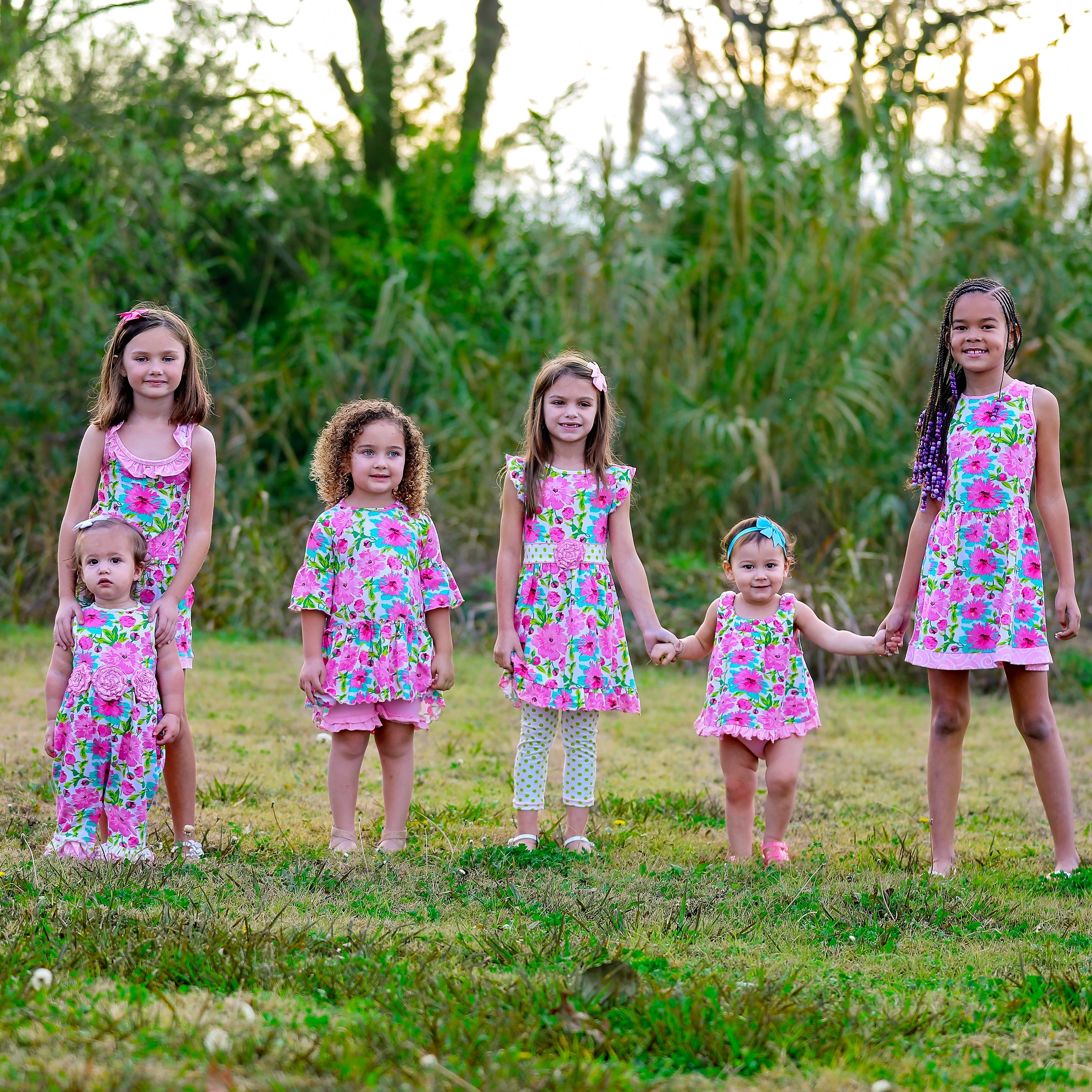 AnnLoren Girls Jumpsuit Shabby Chic Floral Summer Romper-4