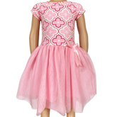 AnnLoren Girls Dress Pink Tulle & Pink Arabesque Party Dress-0