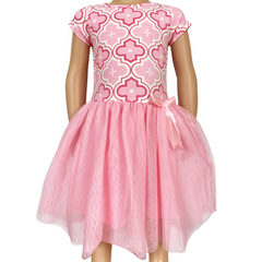 AnnLoren Girls Dress Pink Tulle & Pink Arabesque Party Dress-0