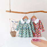 Baby Girl Floral Print Pattern Doll Neck A-Line Design Dress