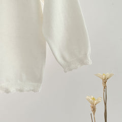 Baby Girl Floral Embroidered Pattern Single Breasted Design Knit Cardigan