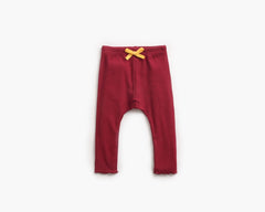 Baby Girl Solid Color Pants Leggings With Bow Decoration