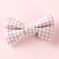 Girls Plaid Pattern Bow Tie Hair Fabric 2 pc. Clips Handmade Accessory