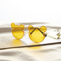 Girls Colorful Lenses Cartoon Frame Shape Fashion Sunglasses