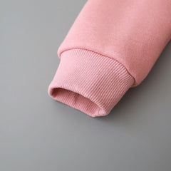 Baby Solid Color Animal Ear Patch Design Autumn Hoodie