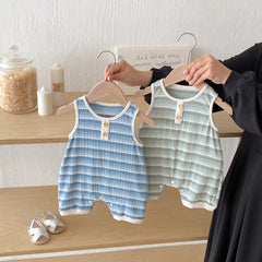 Summer Arrival Baby Unisex Casual Striped Sleeveless Rompers