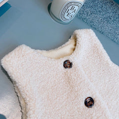 Baby Berber Fleece Design Button Front Warm Coat Vest