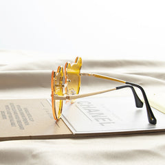 Girls Colorful Lenses Cartoon Frame Shape Fashion Sunglasses