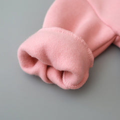 Baby Solid Color Animal Ear Patch Design Autumn Hoodie