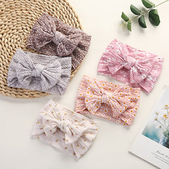 Baby Floral Print Soft Big Bow Headband