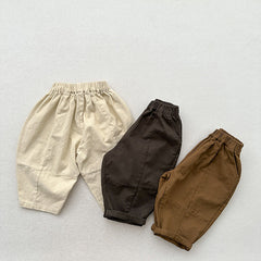 Spring Children Korean Style Casual Trousers For Boys And Girls, Mountain Style Cross-Cut Seam Radish Pants