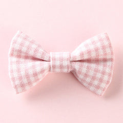 Girls Plaid Pattern Bow Tie Hair Fabric 2 pc. Clips Handmade Accessory