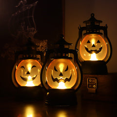Halloween 4 pieces set Vintage Hanging Oil Lamp Electronic Candle Pumpkin Light