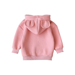 Baby Solid Color Animal Ear Patch Design Autumn Hoodie