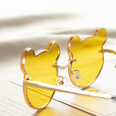 Girls Colorful Lenses Cartoon Frame Shape Fashion Sunglasses