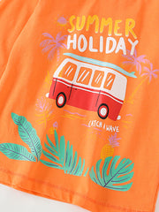 Toddler Boy Cartoon Pattern Crewneck Casual Shirts