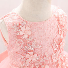 Baby Girl Floral Embroidered Pattern Full Moon Christening Sequins Tutu Dress