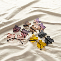 Girls Colorful Lenses Cartoon Frame Shape Fashion Sunglasses