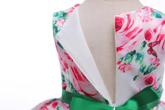Baby Girl Floral Pattern Bow Tie Princess Tutu Dress Formal Dress