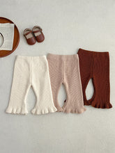 Spring Baby Girls Elastic Flared Knit Floral Lace Pants