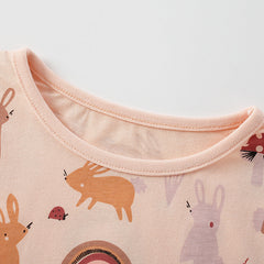 Baby Girl Cartoon Bunny Print Pattern Soft Cotton Comfortable Shirt