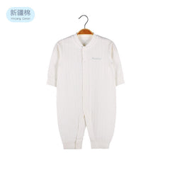Baby Solid Color Pit Strip Fabric Single Breasted Design Cotton Jumpsuit Pajamas