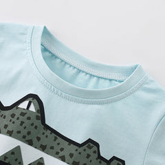Summer Baby Kids Cartoon Crocodiles Pattern T-shirt and Shorts Casual Clothing Set for Boys