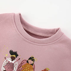 Spring and Autumn Girls Cartoon Pattern Long Sleeves Pullover and Pants Clothing Set