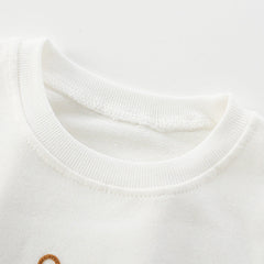 Baby Plane Embroidered Pattern Solid Color Long Sleeve Quality Hoodie