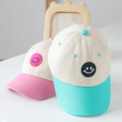 Baby Smiley Embroidered Pattern Color Matching Design Sunshade Peaked Hats