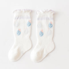 Baby Girl Floral Print Pattern Mesh Breathable High Tube Socks