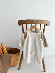 Infant Baby Bear Head Corduroy Combo Overalls In Sets