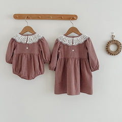 Fashion Lace Collar Long Sleeve Baby Onesies OR Girl Dress