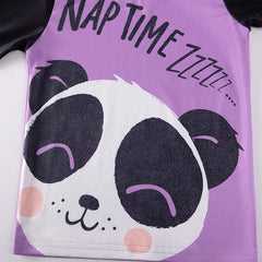 MyKids-USA Spring and Autumn Baby Kids Girls Panda Cartoon Pattern Casual Pajamas Set