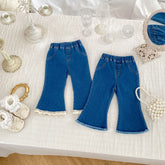 Autumn Arrival Modern Casual Baby Kids Girls Blue Denim Flared Jeans