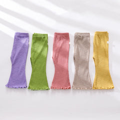 Baby Girl Solid Color Autumn Bell-Bottomed Pants