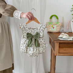 Summer Hot Selling Baby Girls Sleeveless Square Neck Floral Print Onesie