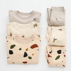 Baby 1pcs Print Pattern Tops Combo Trousers Underwear Cotton Sets